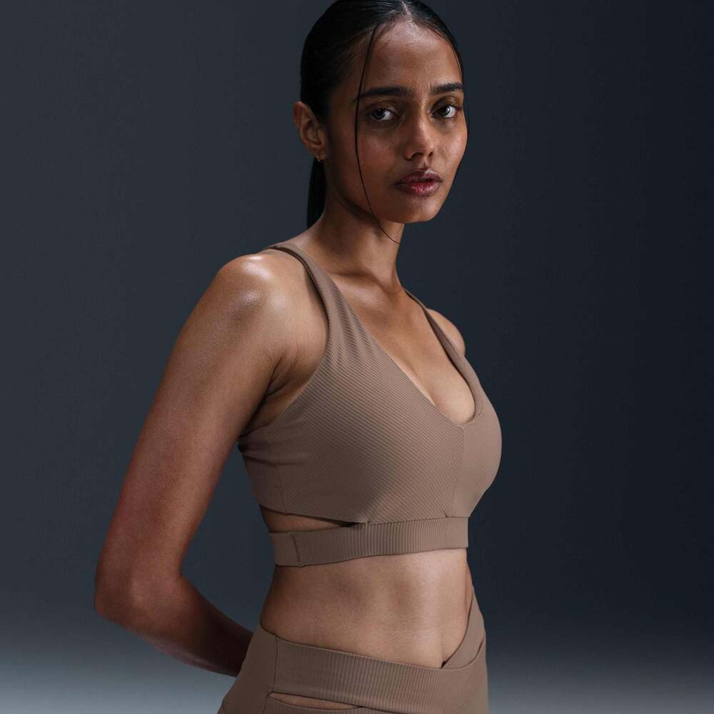 Nike Zenvy Rib Women's Light-Support Padded Sports Bra - Mink Brown